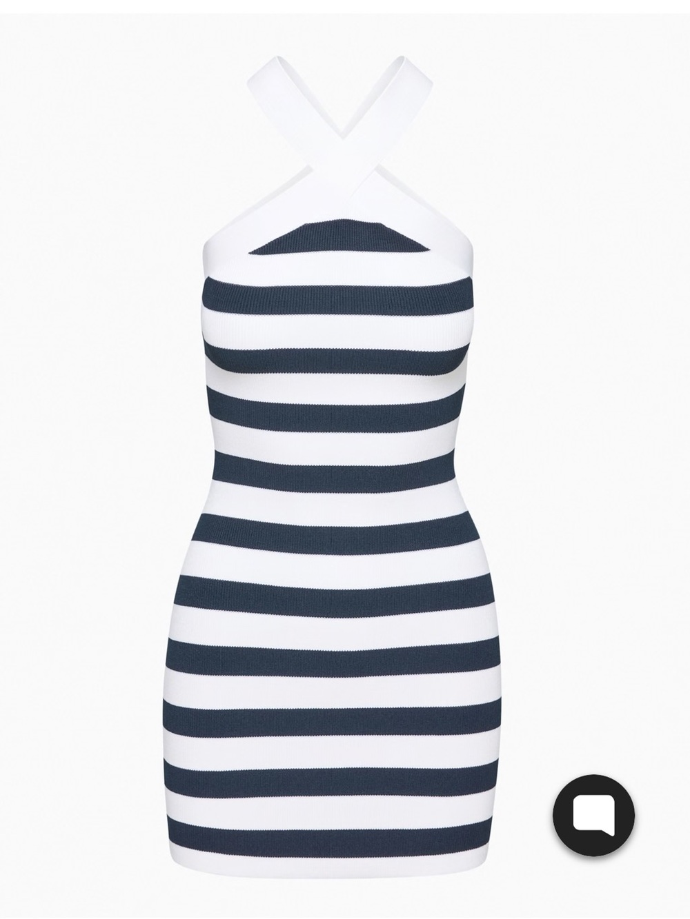Babaton Crisscross Halter One-Piece in White & Navy Stripes